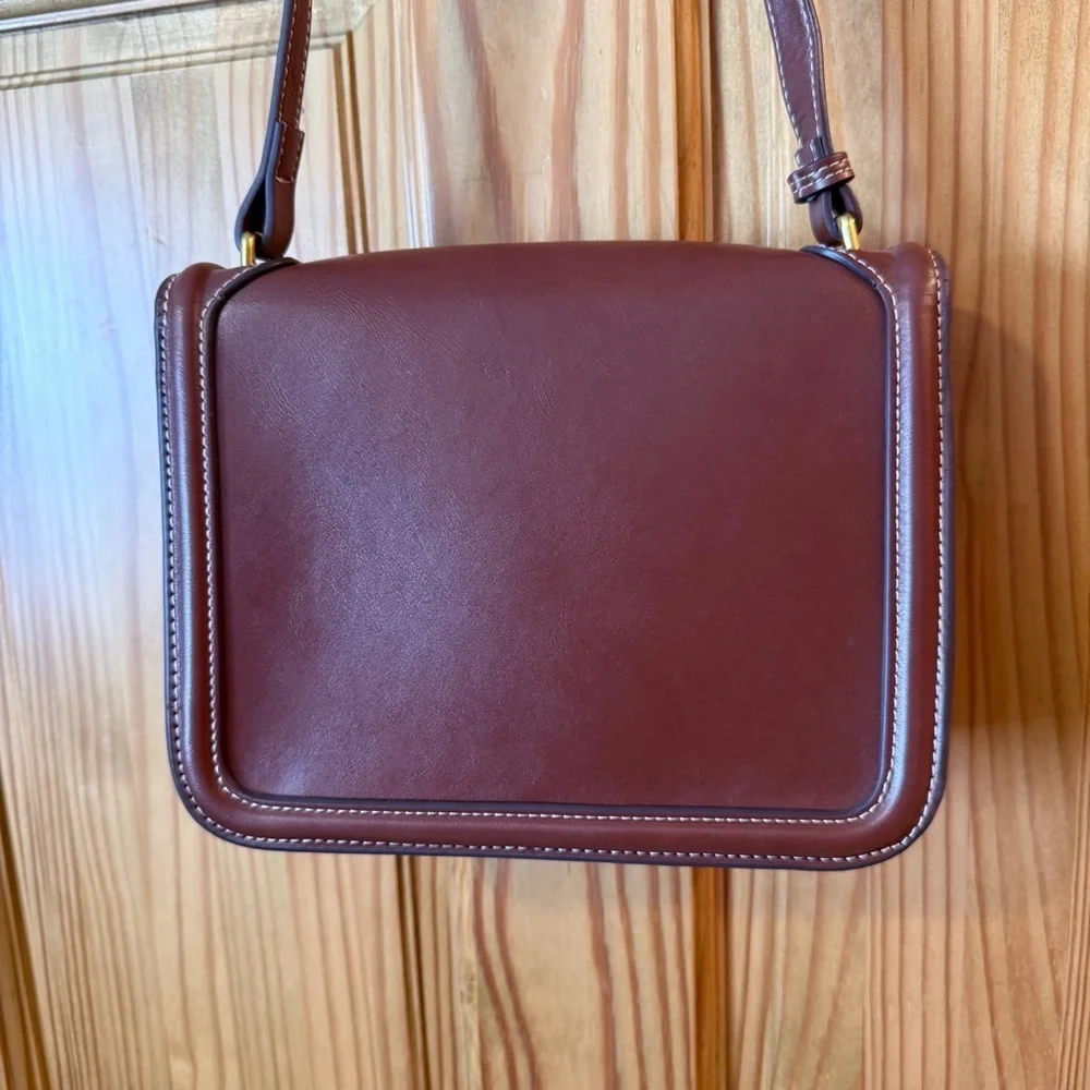 Mango Brown Flap Crossbody Bag Quiet Luxury Gold Hardware